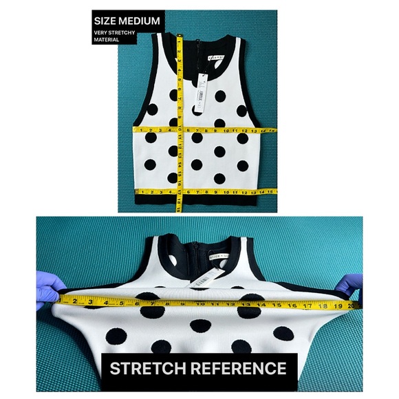 Alice + Olivia Rydel Cropped Polka Dot Black White Tank Top - Picture 14 of 17